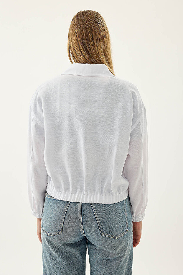 Bomber Jacket with Front Zipper Pocket - 4