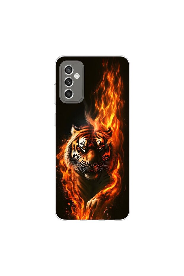 Samsung Galaxy M52 Compatible Tiger Design Transparent Case