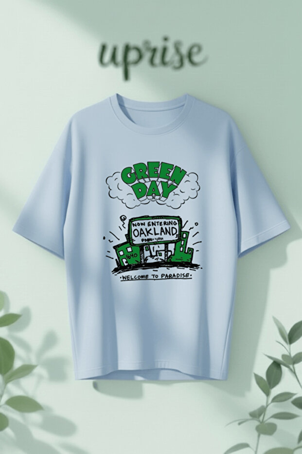 تي شيرت قطني كبير الحجم مطبوع عليه Green Day