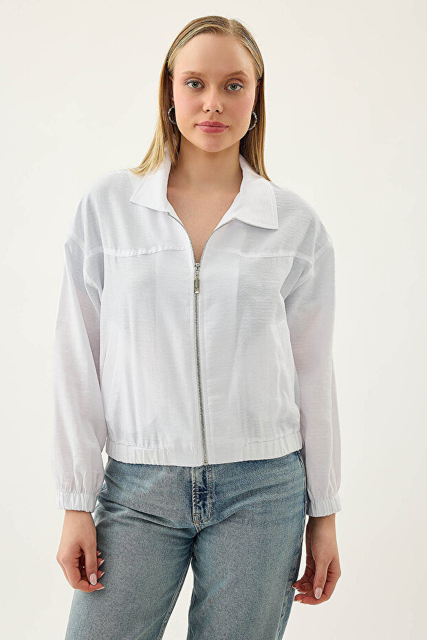 Bomber Jacket with Front Zipper Pocket - 3