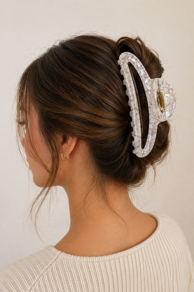 Transparent Pink Mandal Hair Clip Large Size Claw Clip Women's Bun Clip Daily Hair Accessory