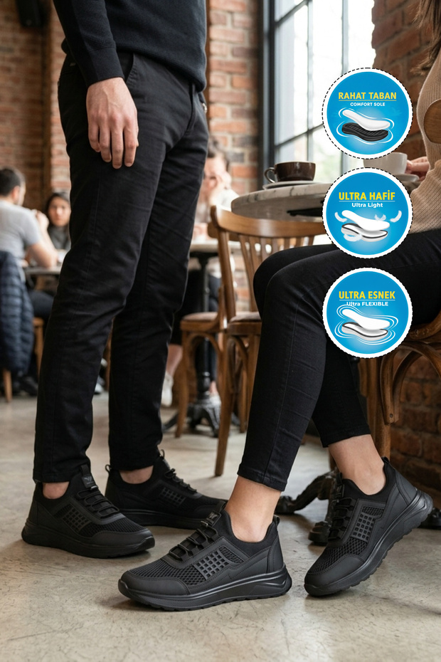 Motano g Black Mesh Lightweight Flexible Unisex Sports Shoes
