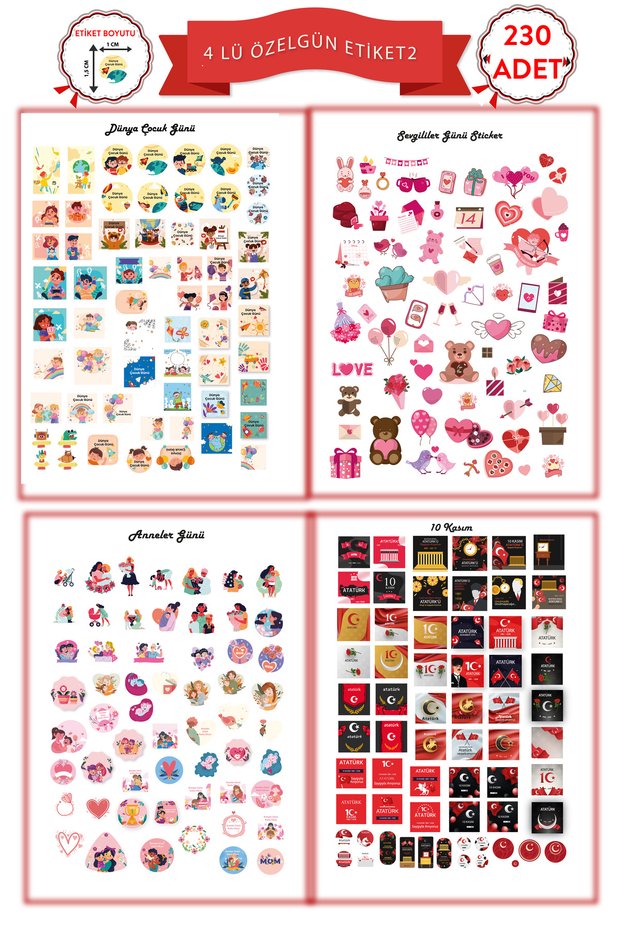 Special Occasions Sticker Label 2 Mother's Day, Valentine's Day, Children's Day, 10 November