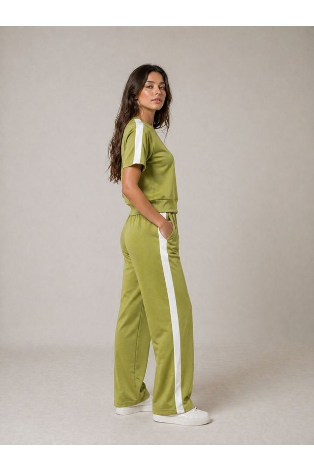Women's Striped Detail Modal Comfortable Suit