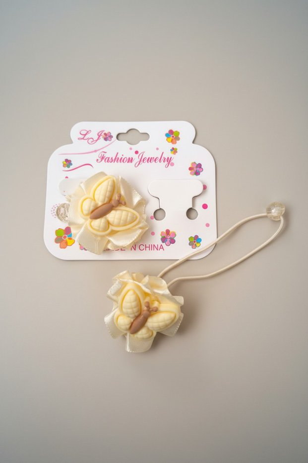 Flower Detailed Rubber Buckle | Stylish Elegant Hair Clip Women & Girls Daily Accessory