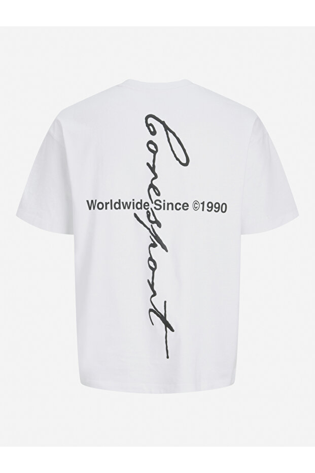 White Crew Neck Script Back T-Shirt - 4