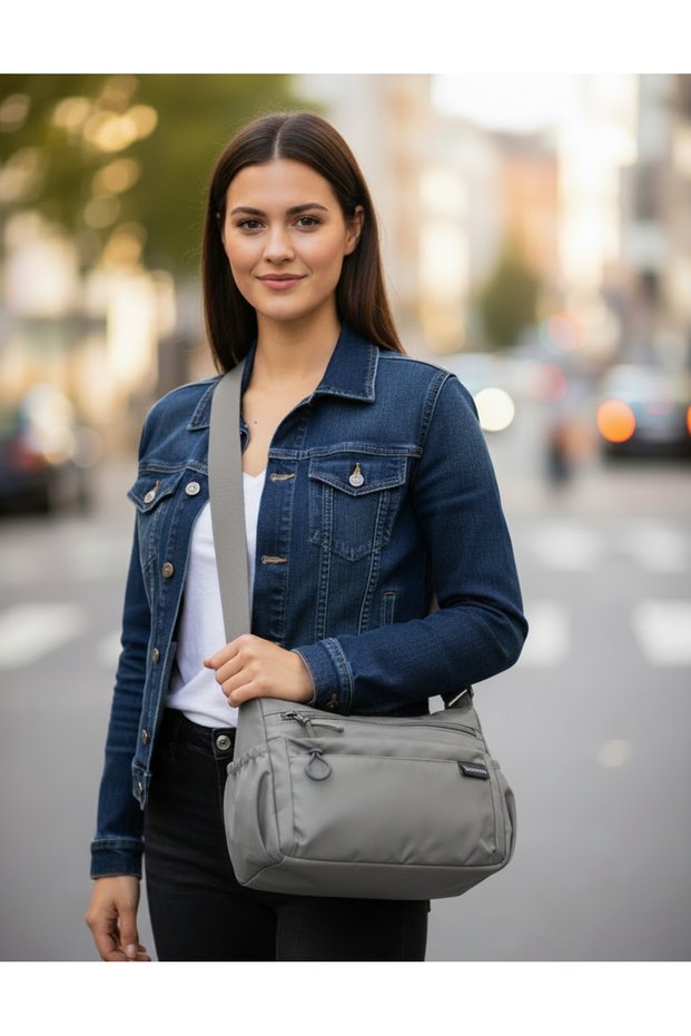 Dp Casual a Quality Grey Women Men Multi-Compartment Water Repellent Sports Travel Daily Lightweight Fabric Bag 4-10