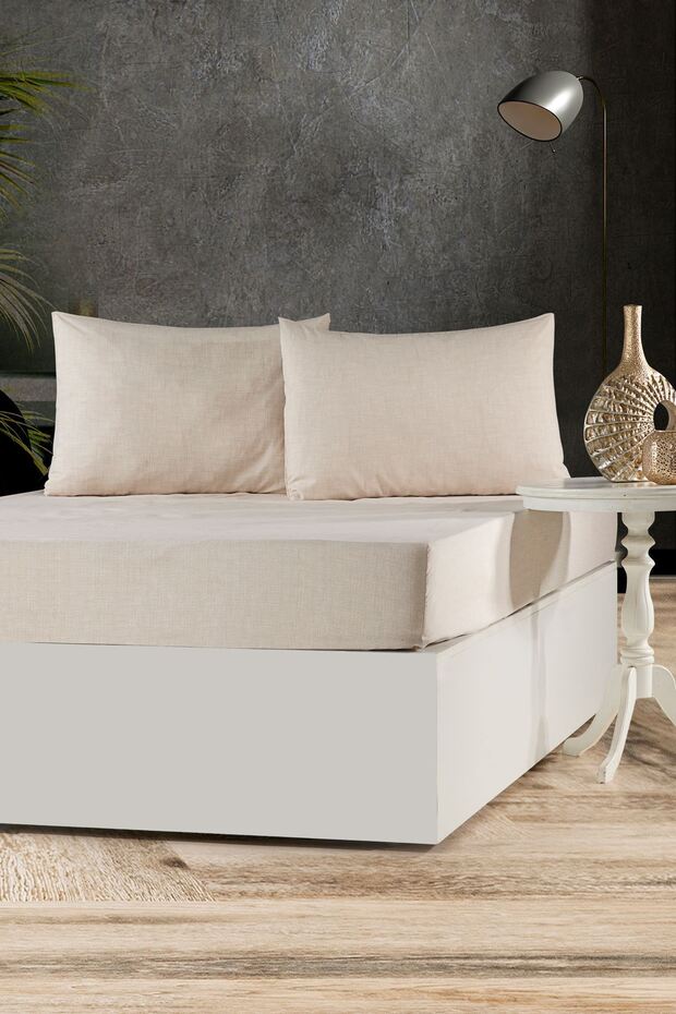 Tekstilla Rosa Elastic Fitted Salmon Color Double Pillowcase Sheet Set