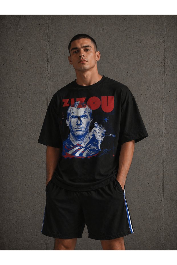 Zinedine Zidane Printed Oversize Unisex T-Shirt Football Streetwear Design