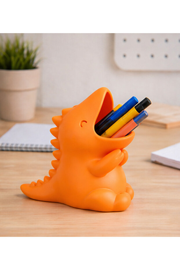 حامل أقلام على شكل ديناصور - لعبة زخرفية ومنظم للمكتب 🦖