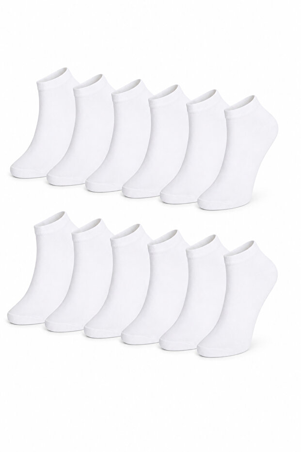 White Bootie Socks 12 Pairs Economic Package - High Quality Flexible Daily Use