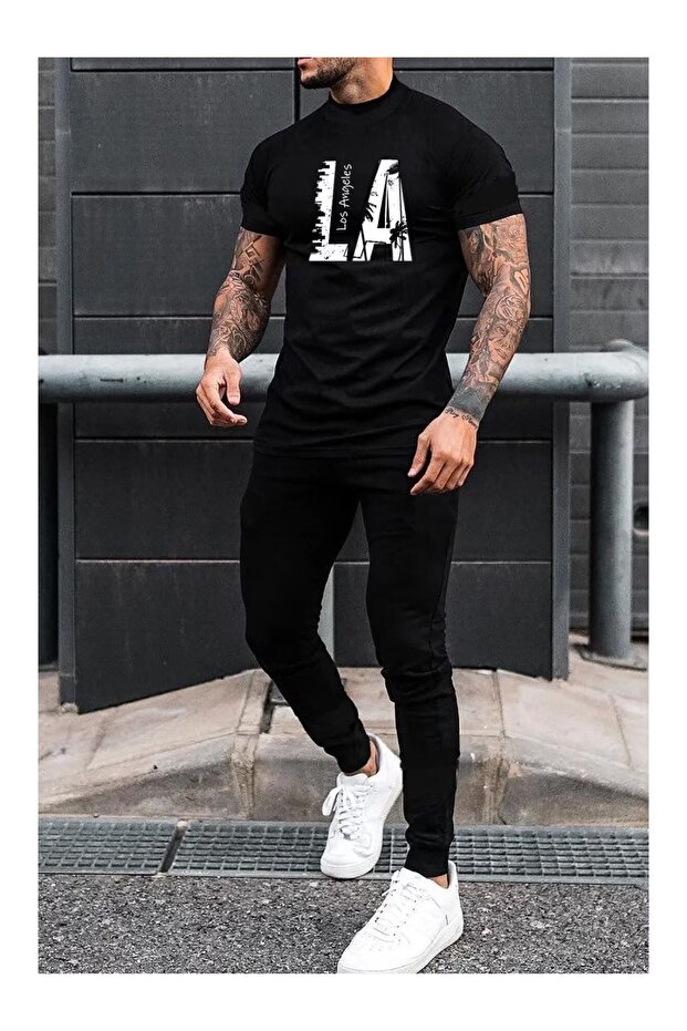 Silatrend Unisex Oversize Ultra Comfortable Summer Casual Short Sleeve T-Shirt Sweatpants Set Sportswear Basic