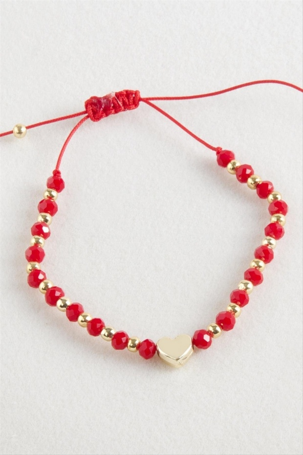 Gldisptm Heart Crystal Macrame Rope Bracelet (75218) - Orange