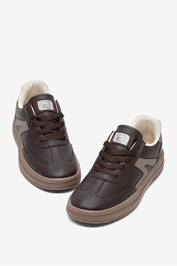 Women's Brown Comfortable Rubber Sole Lace-Up Sneaker