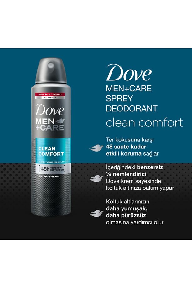 ( 2 ADET ) Dove Men Erkek Deodorant Sprey Clean Comfort 150 ml - 3
