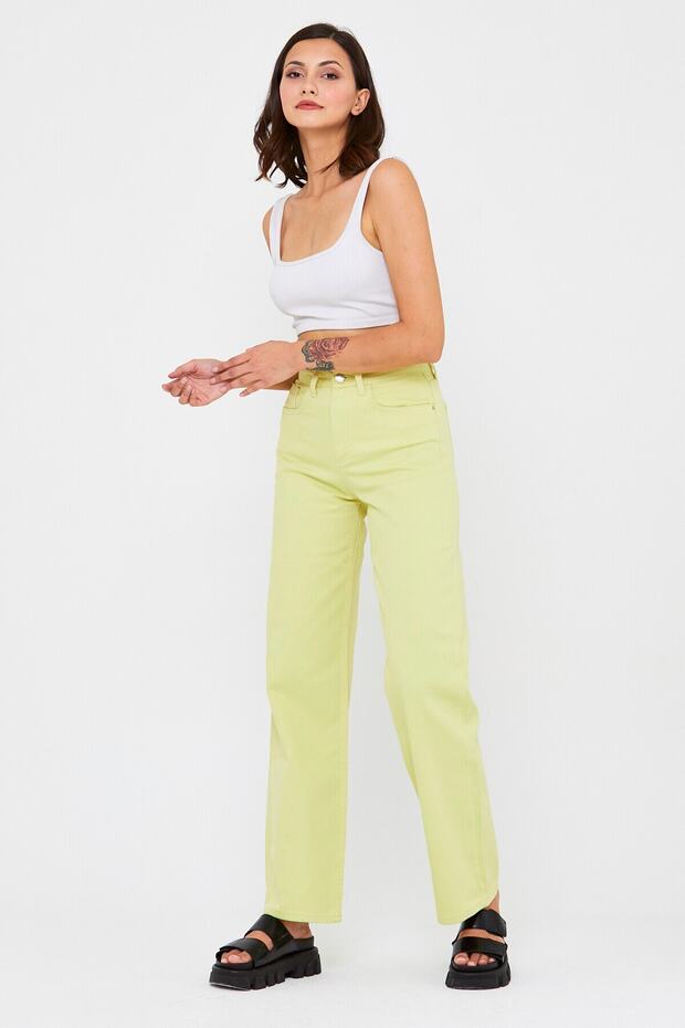 Sarı Wide Leg Yüksek Bel 1119 - 2