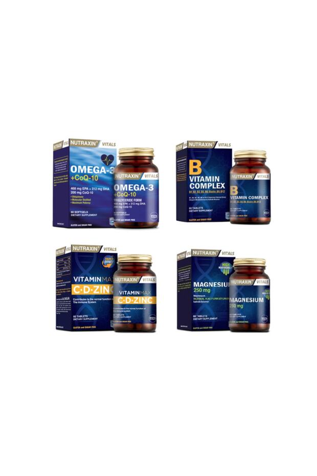 Omega 3 +coq-10 (koenzim) 60 Kapsül +vitamin Max(c,d,zinc)+ B Vitamin Complex +magnezyum - 1