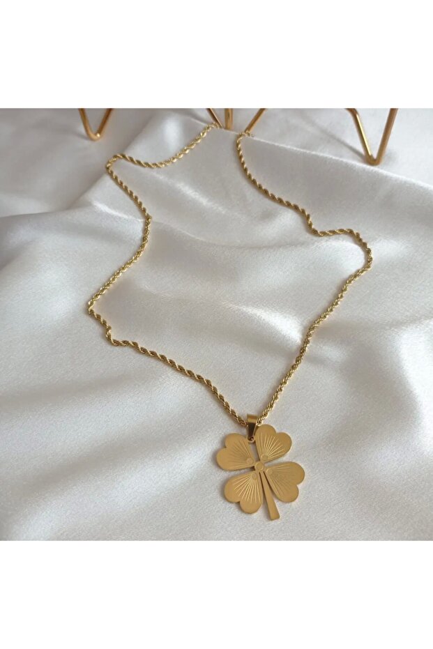 Yonca Model Çelik Kolye - 2