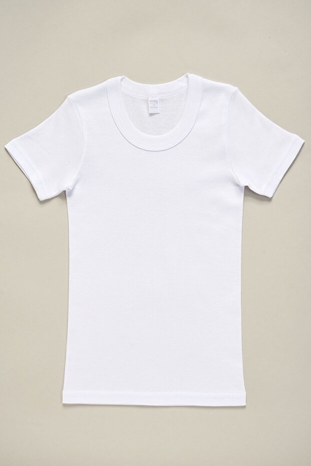 Ribbed Open Collar Unisex Kids T-shirt