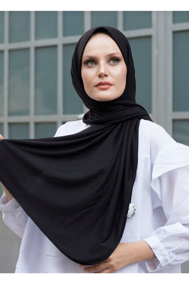 شال قطن ممشط أسود نسائي