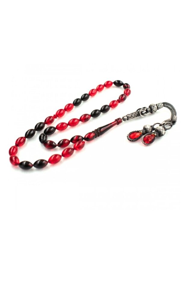 Ateş-I Amber Mixed Color Silver Kazazlı Rosary