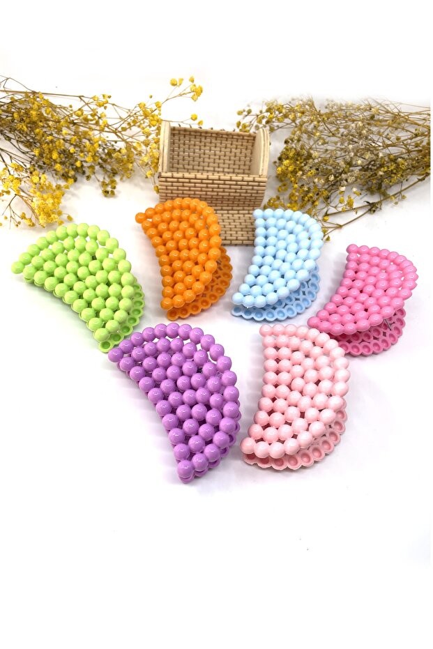 Women's 6 Pieces Pearl Look Colorful Latch Buckle Set