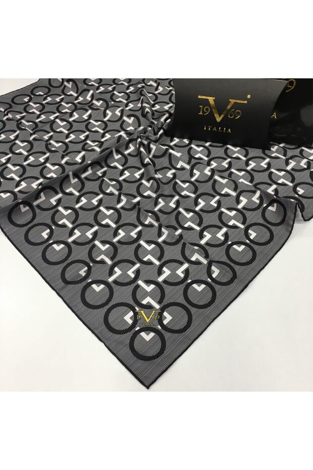 Black Twill Scarf Black Series 90x90 Cm With Scarf Hanger and Gift Set