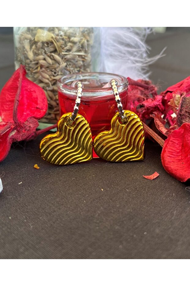 Chrome Yellow Color Antiallergic Heart Earrings