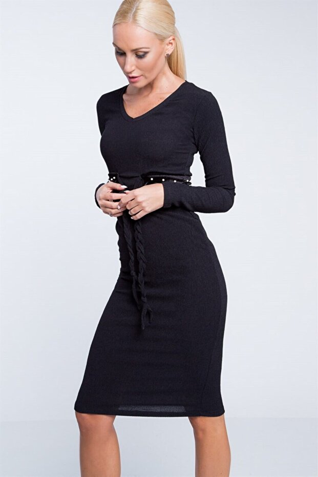 Fiyonklu Midi Elbise - 5