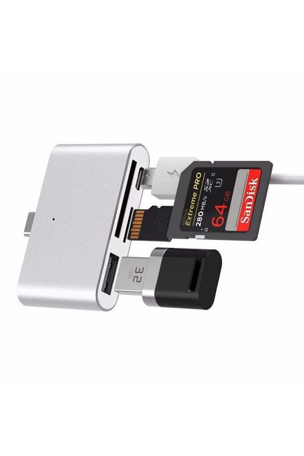 4397 Type C Usb 3.1 Kart Okuyucu Sd Microsd Tf Hub All In Çevirici Dönüştürücü Adaptör - 4