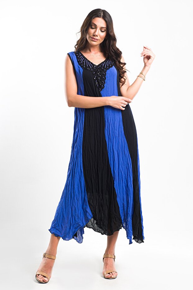 Strappy V-collar Asymmetrical Dress
