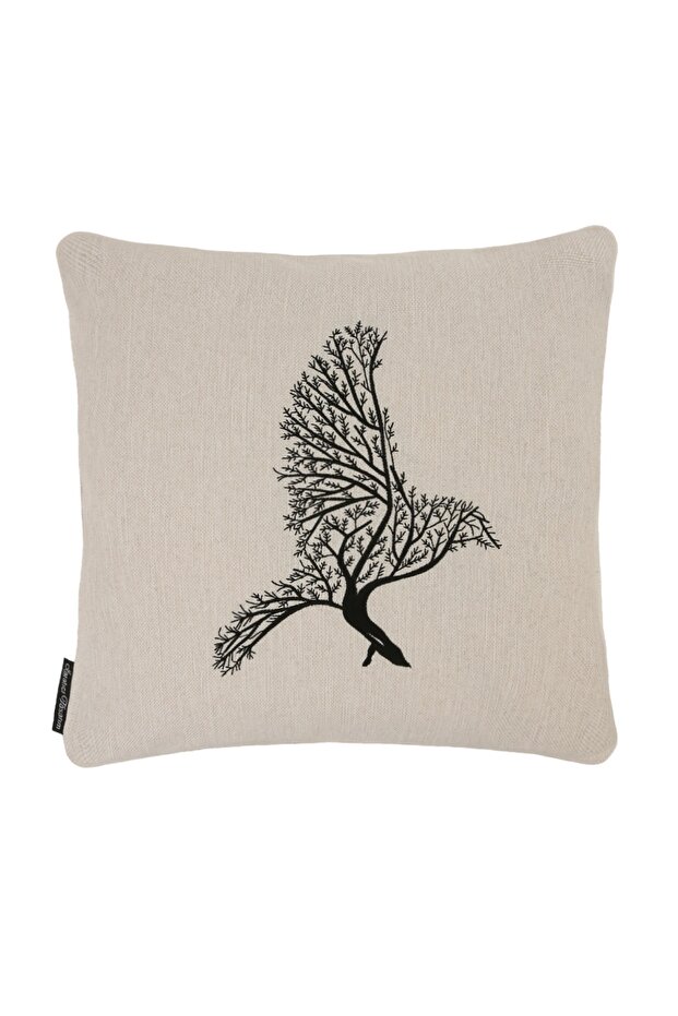 Pillow Throw Pillow Cover Bird Embroidered Cream