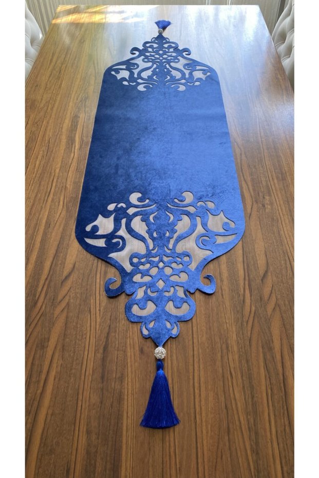 Blue Color Table Runner with Swarovski Stones