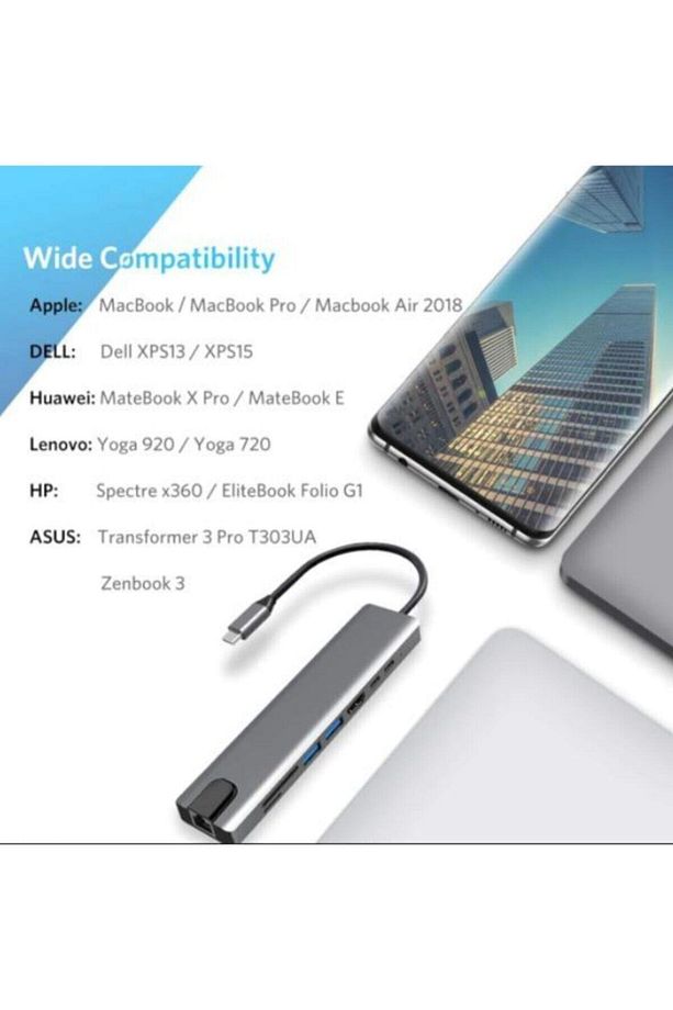 8 In 1 4k Type C Usb 3.0 Hub Hdmı Rj45 Sd Tf Adaptör Windows Linux - 3