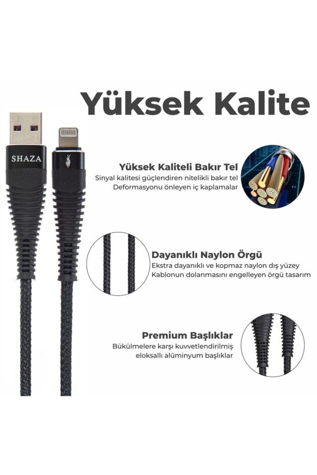 Iphone Uyumlu Lightning 5a 100w Örgülü Hızlı Şarj Ve Data Kablosu 3 Metre - 6