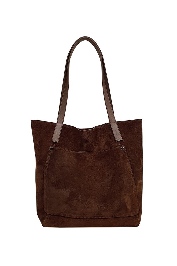 Genuine Leather Suede Women's Shoulder Bag Brown Yc011992hsd