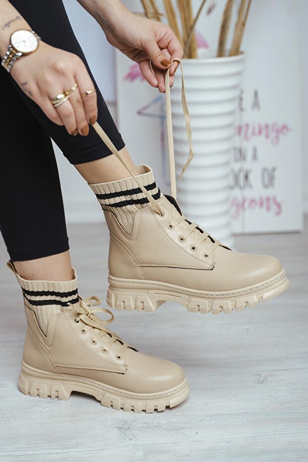 Tasha Lastik Şeritli Kadın Postal Bot - 1