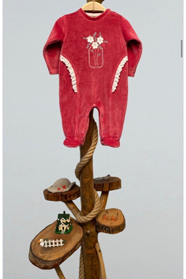 Çiçekli Kadife Tulum - 1