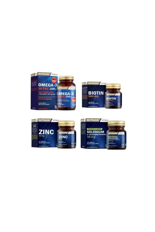 Omega 3 Ultra 2500 Mg Fish Oil 30 Capsules+Selenium 100 Tablets+ Biotin 30 Tablets+ Zinc 100 Tablets