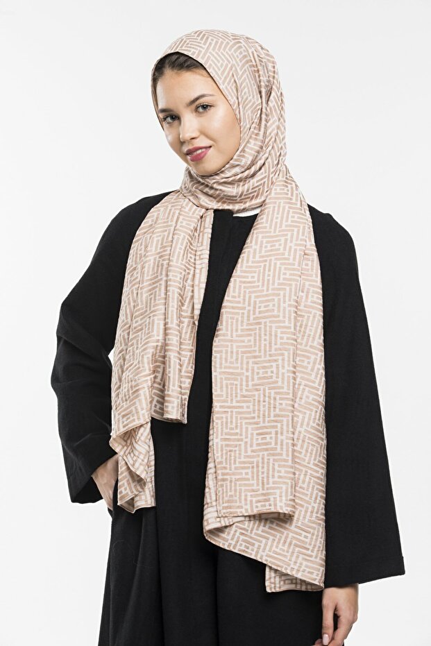 Women's Cream Taupe color Jacquard Shawl