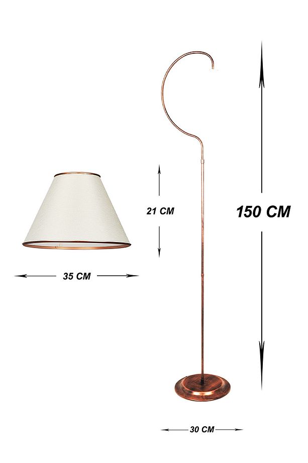 Aydınlatma Lambader Bronz Alice Elips Siyah Bakır Patine Bronz Çember Krem Şapka - 3