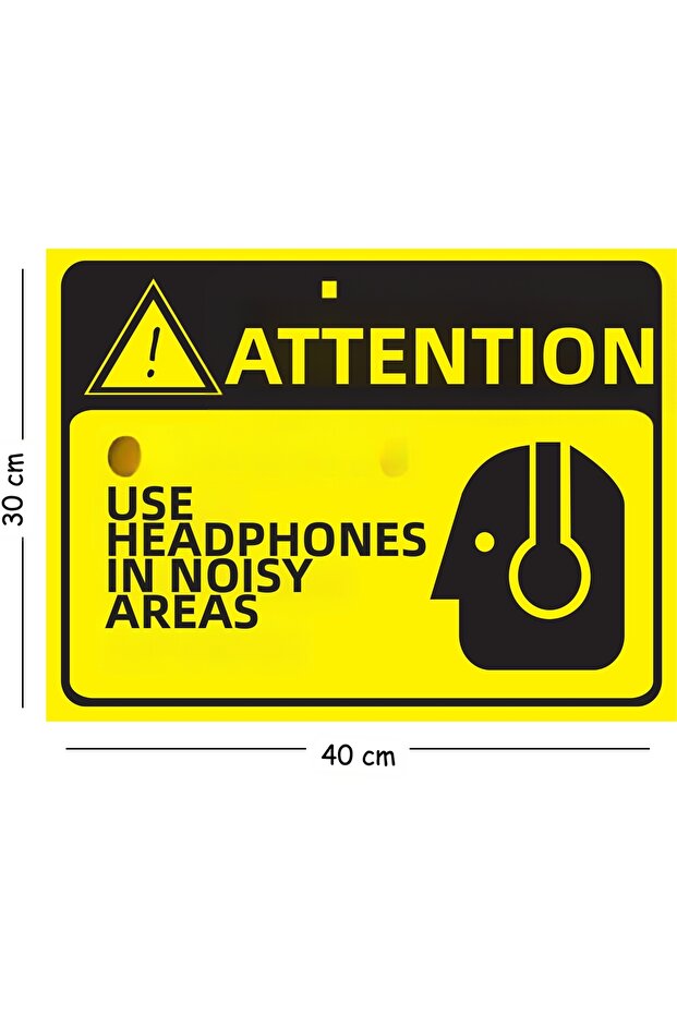 Metal Attention Noisy Area Use Headphones 30X40 cm A3 Warning Work Safety Sign