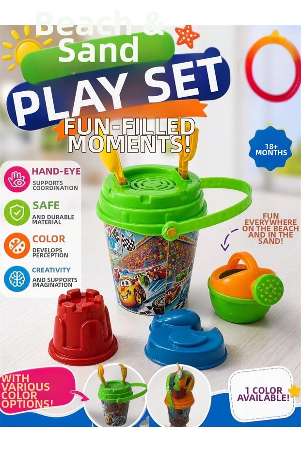 Educational Bucket Sand Set Toy | Beach & Garden Play Set Shovel Rake Watering Can Mold Set | Children's Sand Toy Colorful