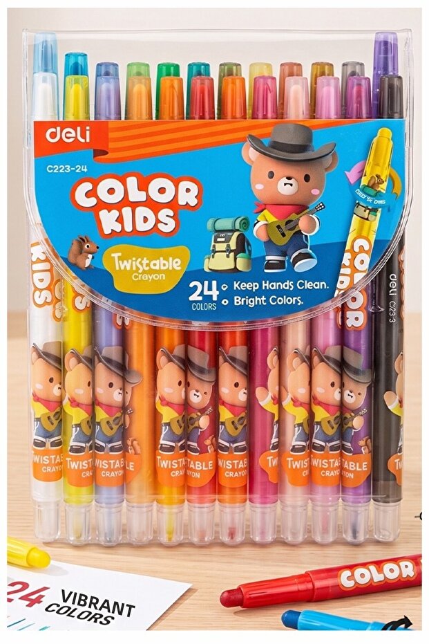 24-Piece Twistable Crayons Long 1 Pack Twstable 24 Colors Twistable Crayons Pastel Erasable Crayons