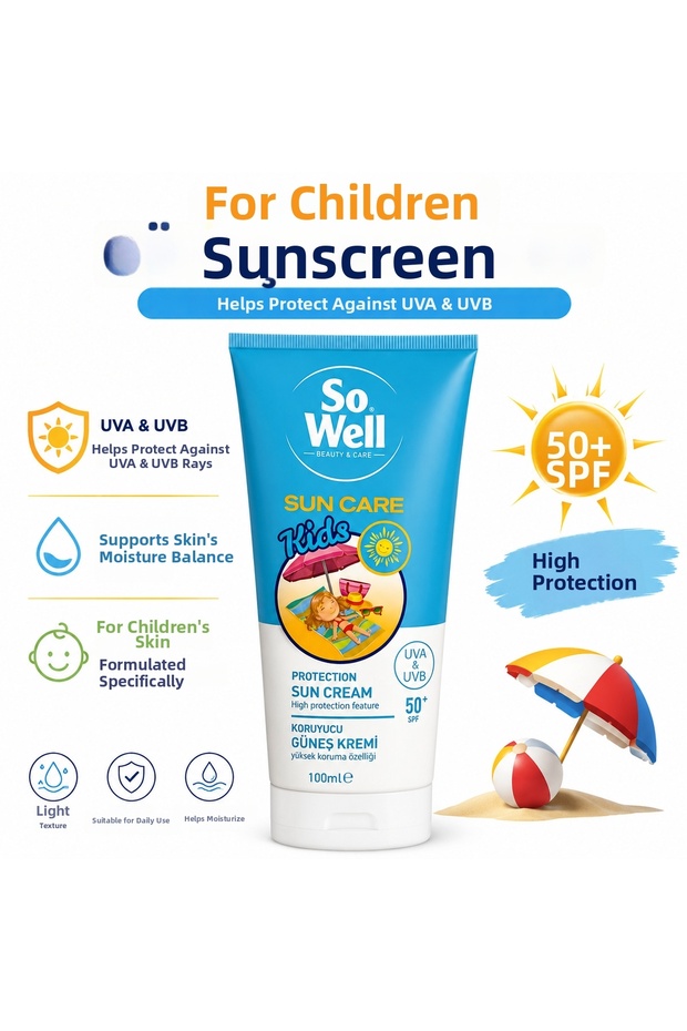 Sun Care Kids Spf 50+ Children's Sunscreen Helps Protect Against Uva & Uvb Rays 100 ml