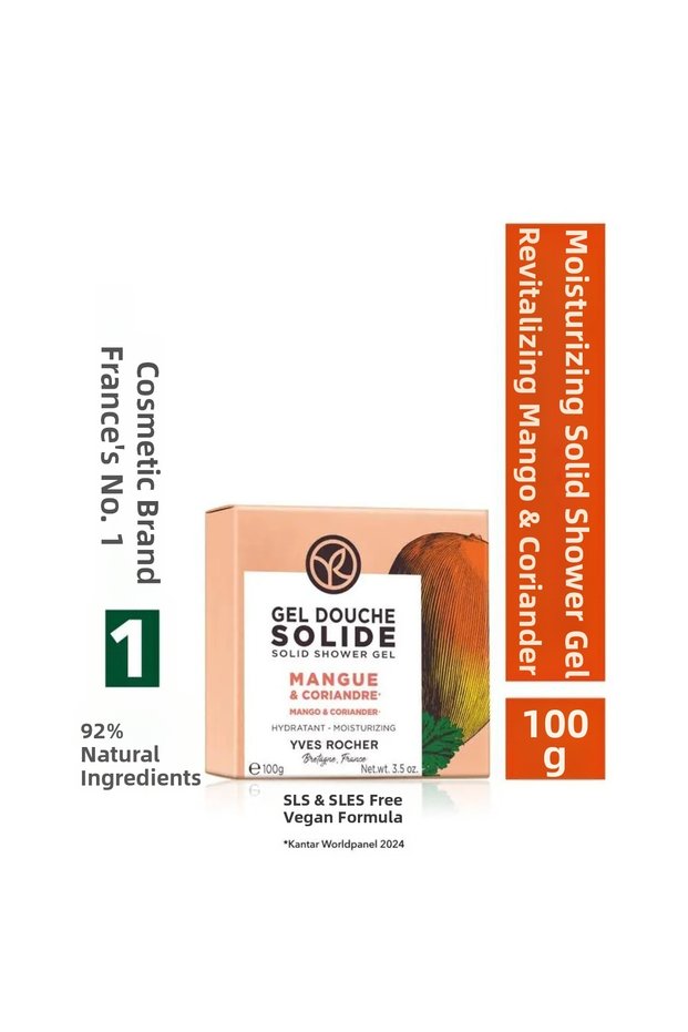 Solid Shower Gel - Moisturizing Revitalizing Mango Coriander-Free of Sls, Sles, Vegan