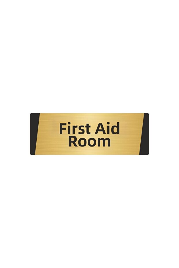 First Aid Room Metal Warning Sign 5X20 cm Gold Color