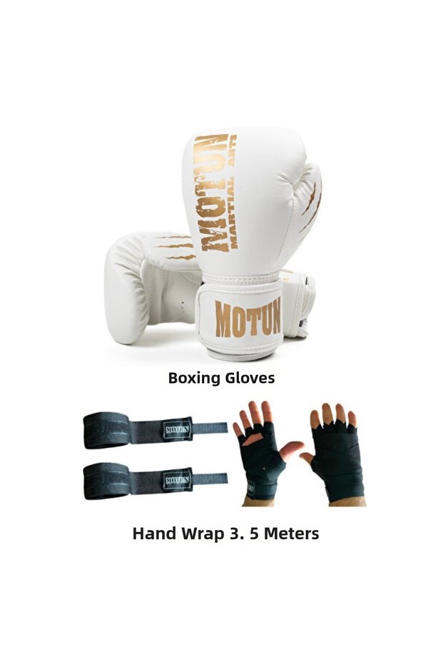 Boxing Gloves and Hand Wraps Set for Combat Sports, Comfort and Protection
