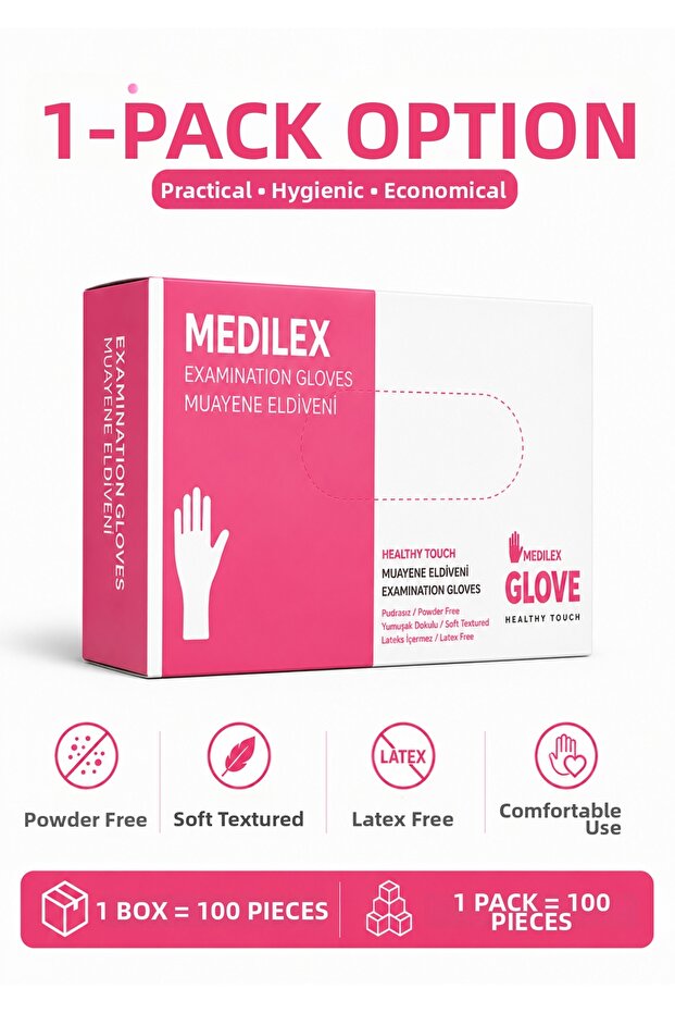 Tpe Hybrid Powder-Free Examination Gloves 100 Pcs - 1 Pack Latex-Free
