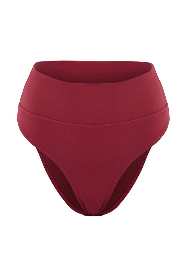 Bordo Hipster Yüksek Bel Klora&Suya Dayanıklı Uzun Ömürlü LYCRA®XTRA LIFE Bikini Altı TBESS26BA00019 - 5